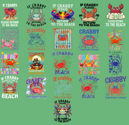 If Crabby Please Return To The Beach PNG Bundle, Funny Beach Crab Sublimation Designs, Summer Vacation Shirt PNG, Digital Download