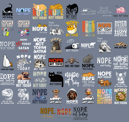 Nope Not Today PNG Bundle, Funny Animal PNG Bundle, Sarcastic Quote Sublimation Designs, Cute Humor Shirt Digital Download