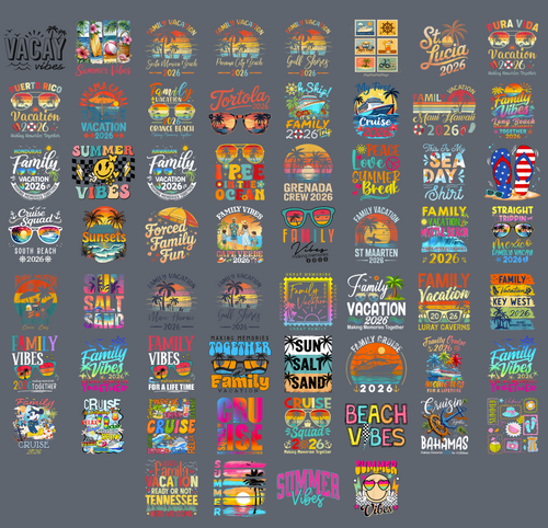 Family Vacation 2026 PNG Bundle, Summer Beach Cruise Shirt Designs, Tropical Vacation Sublimation PNG, Travel Digital Download
