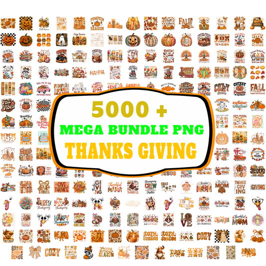 5000+ Thanksgiving & Fall PNG Mega Bundle - Autumn Pumpkin Sublimation Designs 300 DPI