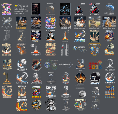 Artemis II 2026 PNG Bundle, Moon Mission Rocket Launch Sublimation Designs, Space Exploration Shirt PNG, NASA Inspired Digital Download