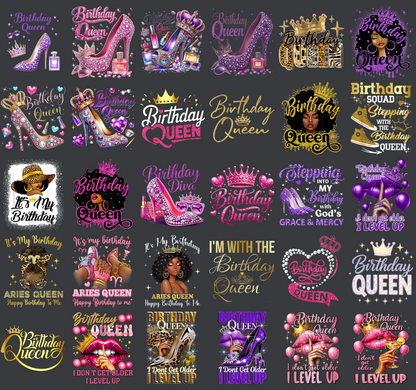 Birthday Queen PNG Bundle, Birthday Girl Shirt Design, Queen Birthday Sublimation PNG, Glam Birthday Party Digital Download