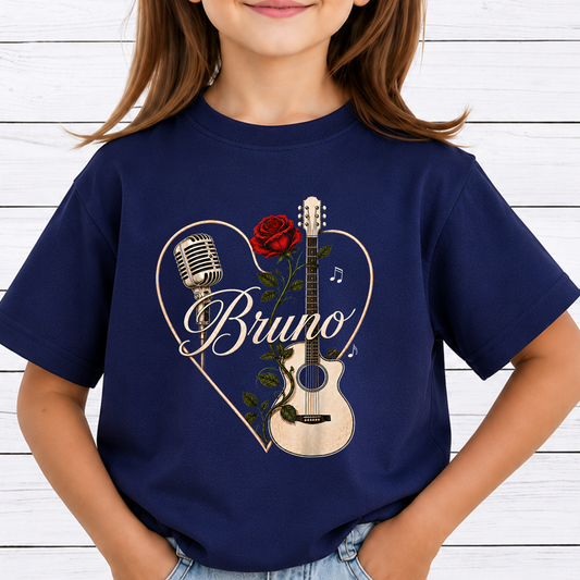 Bruno Concert PNG Sublimation Design - Vintage Acoustic Guitar Red Rose Microphone Heart Digital File (4500x5000px, 300 DPI Transparent PNG)