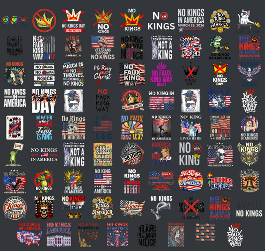 No Kings PNG Bundle, Patriotic Protest Quotes, Political Statement Sublimation Designs, USA Digital Download