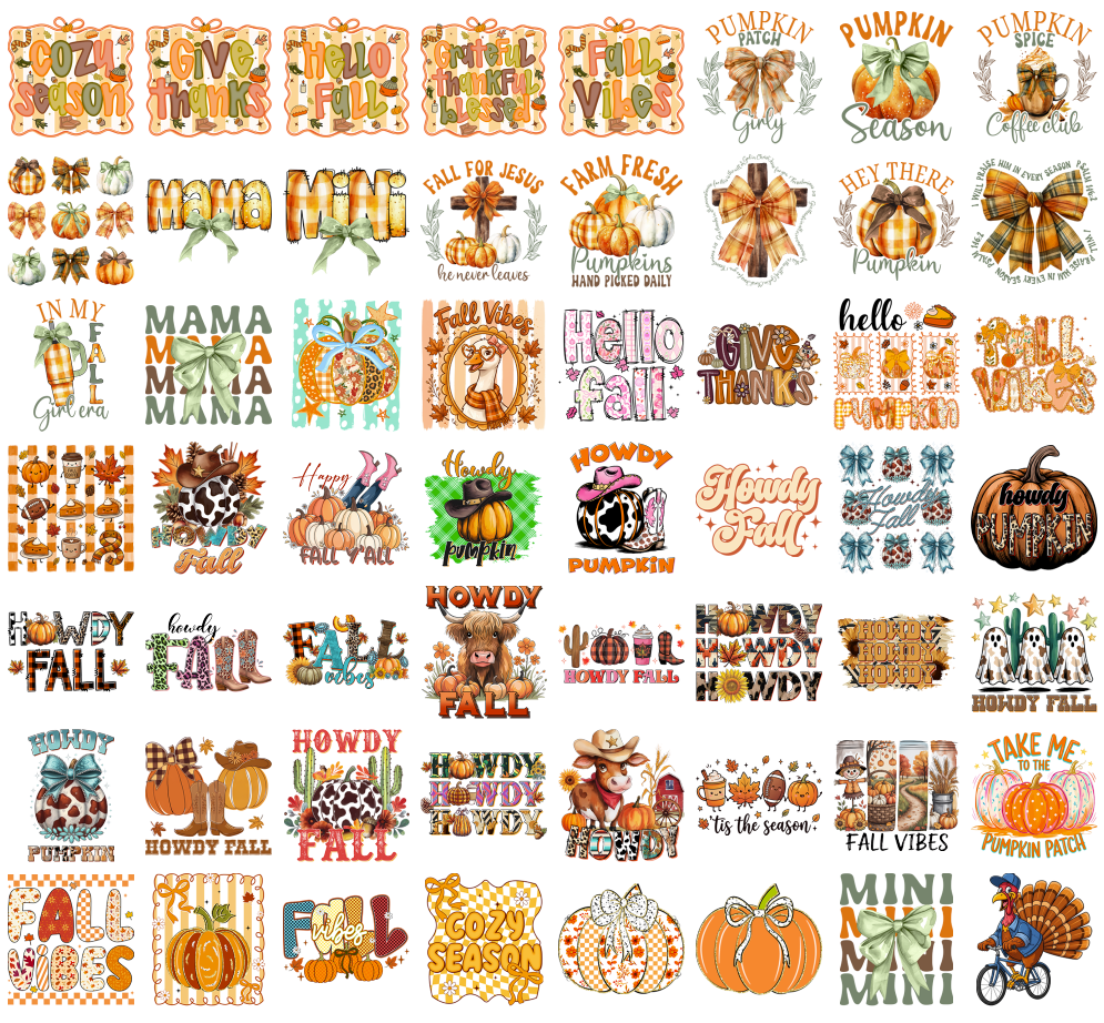 Fall Coquette PNG Bundle, Cozy Season, Pumpkin Patch, Hello Fall, Fall Vibes Shirt Designs, Printable Digital Download