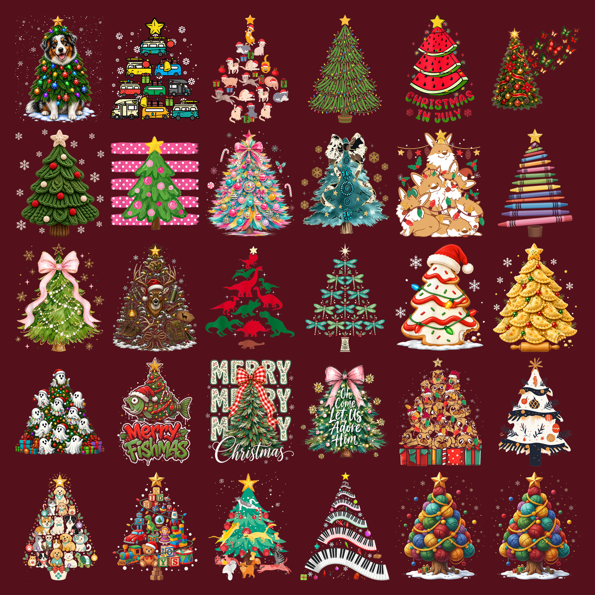 Christmas Tree PNG Bundle, Pink Coquette Christmas PNG, Retro Preppy Bow Sublimation, Girly Holiday Shirt Design, DTF Download