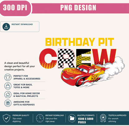 Birthday Pit Crew PNG, Race Car Birthday Boy, Cartoon Racing Car Shirt Design, Kids Party Sublimation, Digital Download