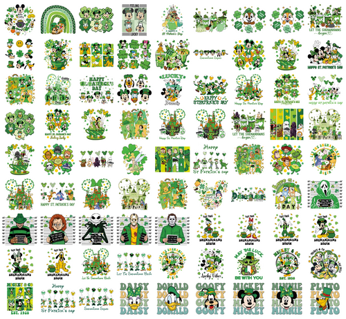 St. Patrick's Day Character Inspired PNG Bundle, Lucky Green Holiday Sublimation Designs, Cute Cartoon Digital Download