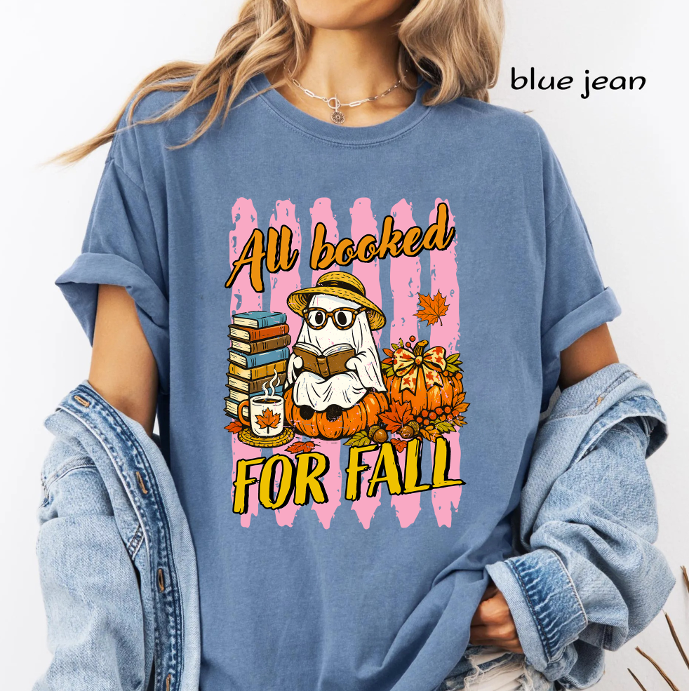 All Booked for Fall PNG, Cute Ghost Reading Book, Book Lover PNG, Cozy Autumn Pumpkin, Fall Sublimation Design, Digital Download