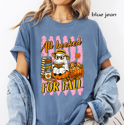 All Booked for Fall PNG, Cute Ghost Reading Book, Book Lover PNG, Cozy Autumn Pumpkin, Fall Sublimation Design, Digital Download