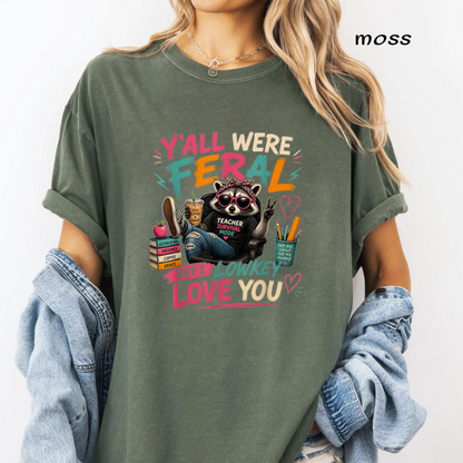 Y'all Were Feral But I Low Key Love You PNG Bundle, Funny Teacher PNG, Raccoon Classroom Designs, Back to School Sublimation, Digital Download