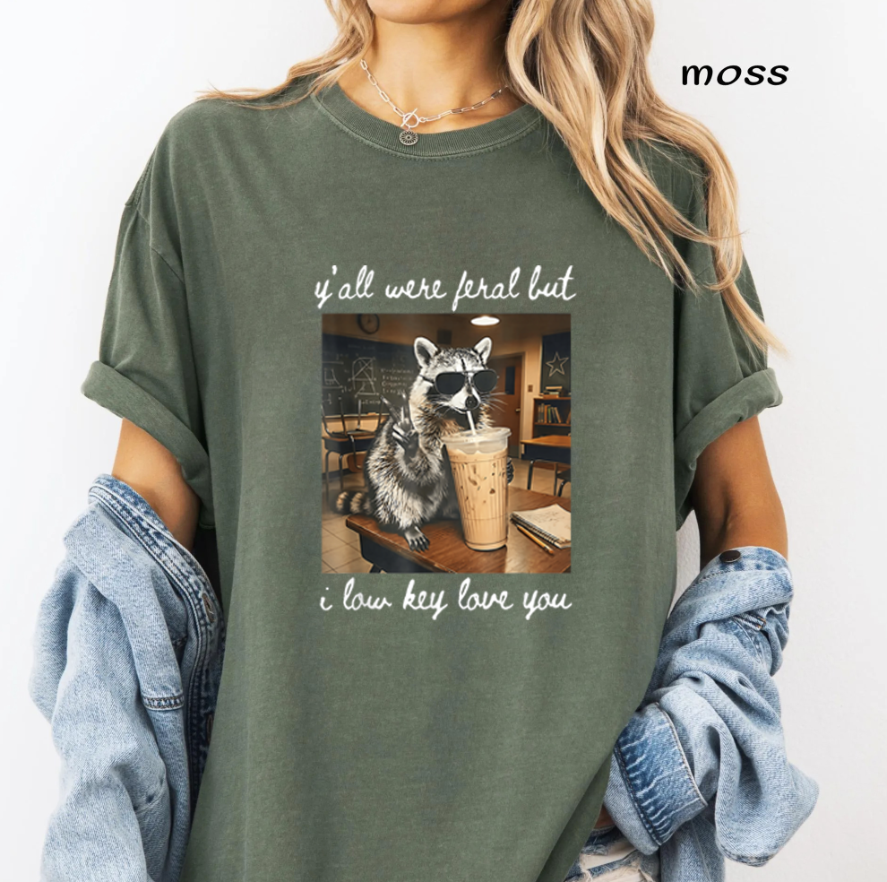 Y'all Were Feral But I Low Key Love You PNG Bundle, Funny Teacher PNG, Raccoon Classroom Designs, Back to School Sublimation, Digital Download