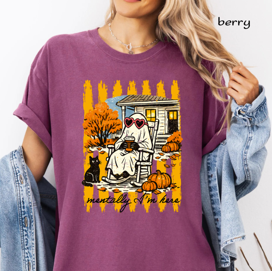 Cute Ghost Halloween PNG | Vintage Fall Porch Pumpkin Graphic | Cozy Spooky Season Shirt Design | Sublimation | Instant Digital Download