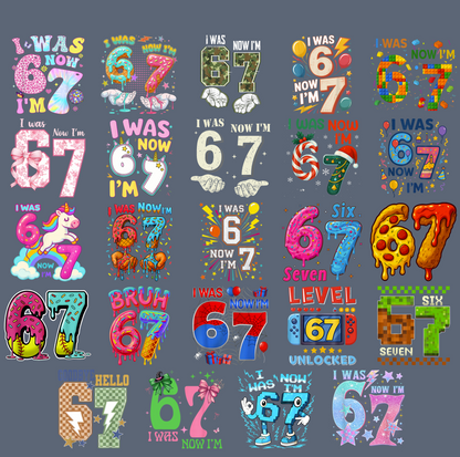 24+ 67th Birthday PNG Bundle, I Was 66 Now I'm 67, Funny Birthday Shirt Designs, Sublimation Collection, Printable Digital Download