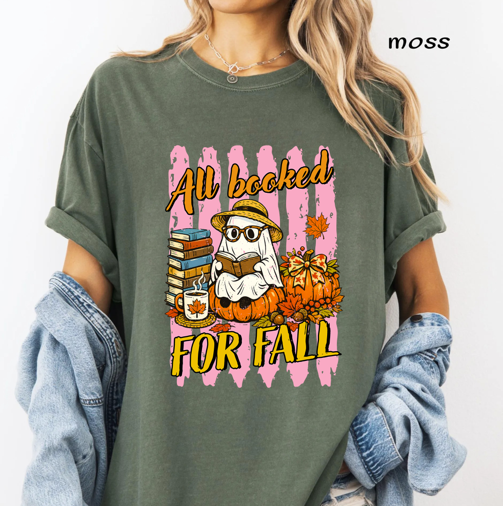 All Booked for Fall PNG, Cute Ghost Reading Book, Book Lover PNG, Cozy Autumn Pumpkin, Fall Sublimation Design, Digital Download