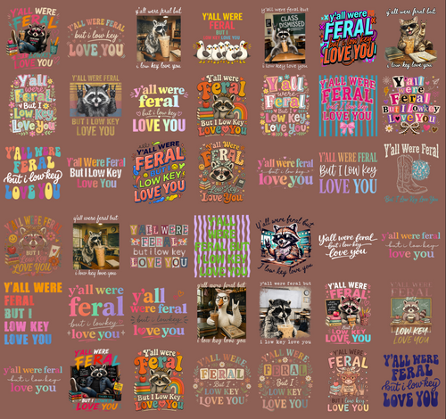 Y'all Were Feral But I Low Key Love You PNG Bundle, Funny Teacher PNG, Raccoon Classroom Designs, Back to School Sublimation, Digital Download