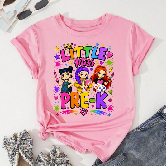 Little Miss Pre-K PNG | Cute Back to School Girl PNG Design | Preschool Shirt Sublimation | Instant Digital Download